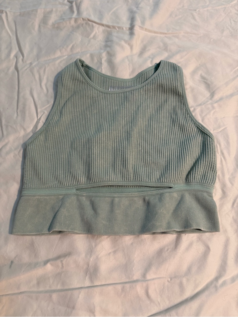 Forever 21 Ribbed Crop Tank Top in Sage